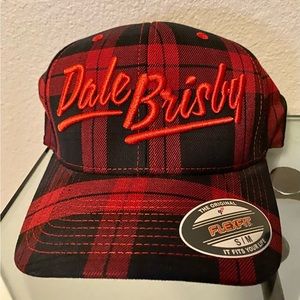 Plaid Dale Brisby trucker hat red & black